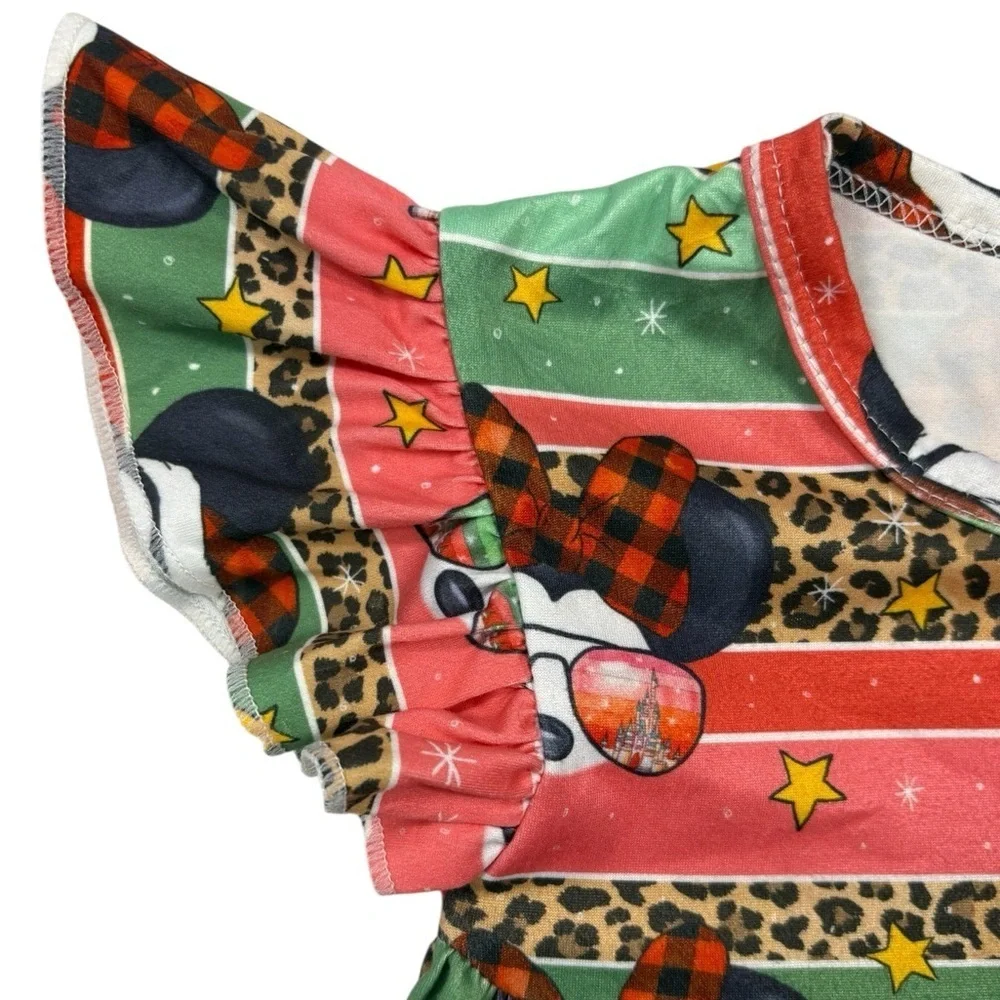 Kryssi Kouture Fun Holiday Red Green with Leopard print dress